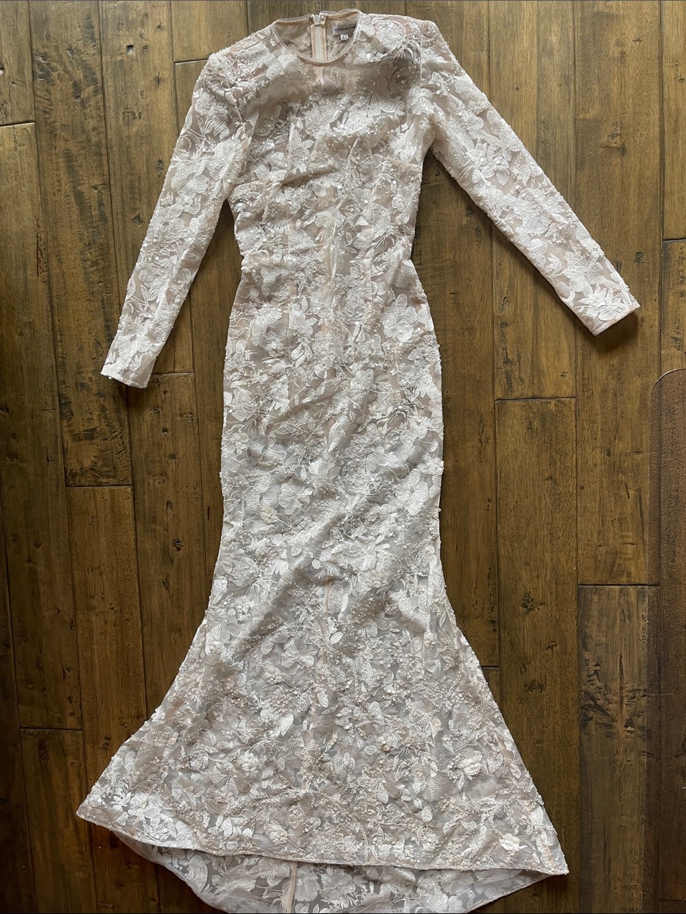 Nadine Merabi Sasha White Maxi Dress Long Sleeve Lace Floor Length - Picture 7 of 15